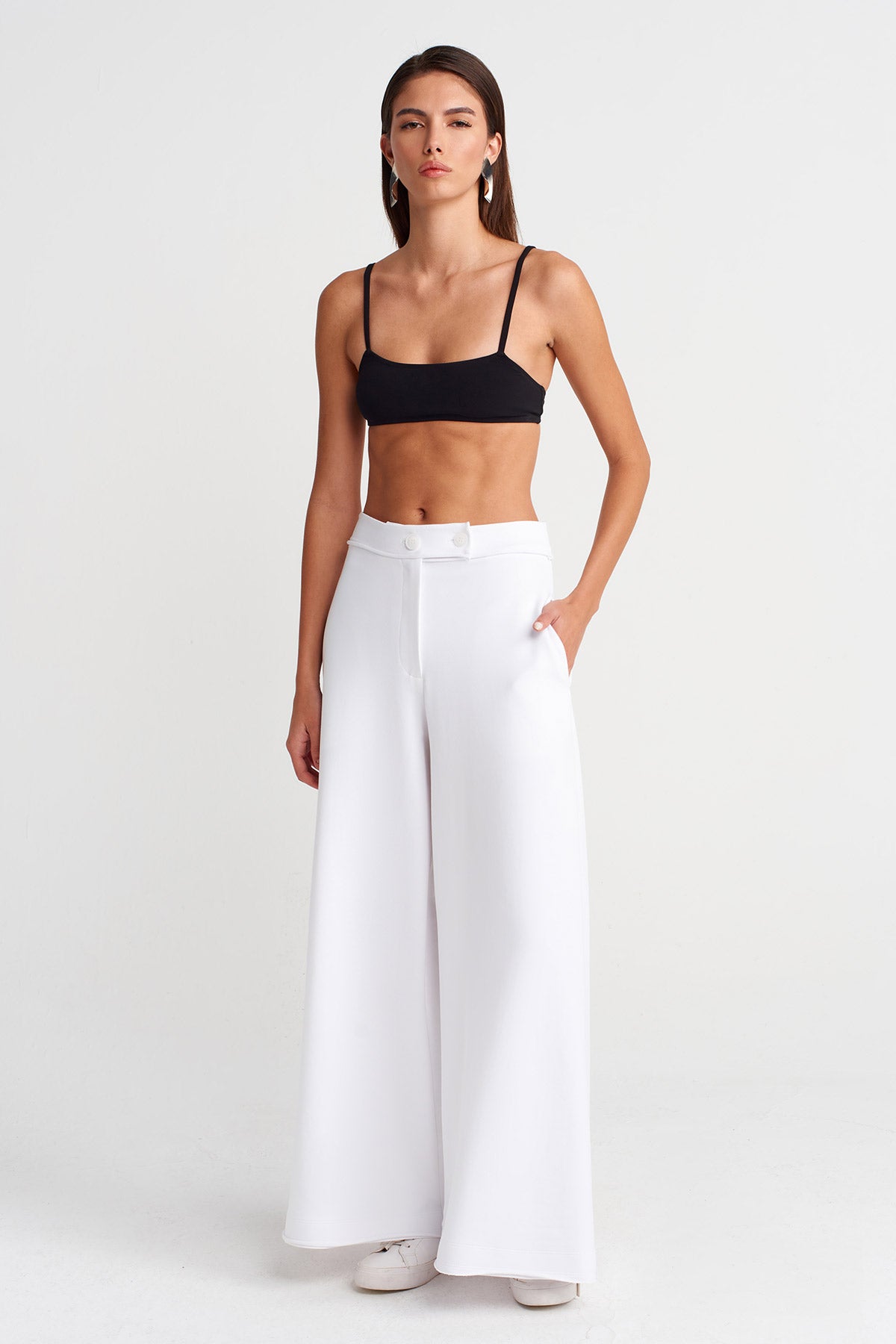 Off White Wide-Leg Clean Cut Trousers-Y263013016