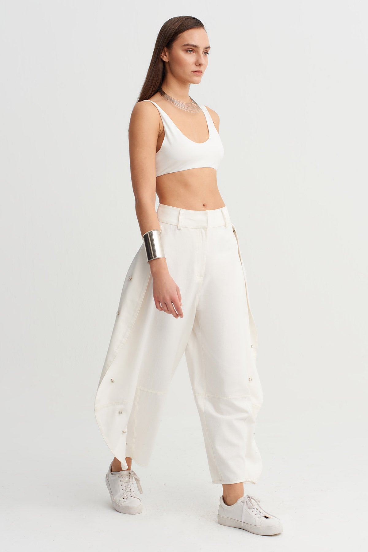 Off White High-Waist Crystal Pants-Y263013028