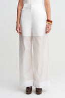 Off White High-Waist Layered Sheer Trousers-Y263013033