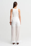 Off White High-Waist Layered Sheer Trousers-Y263013033