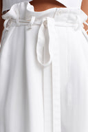Off White Tonal Striped Tie-Waist Wide-Leg Trousers-Y263013034