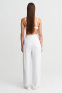 Off White Embellished Trousers-Y263013035