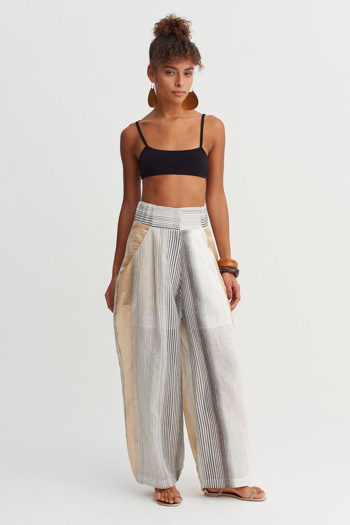 Striped Wide Leg Trousers-Y263013038