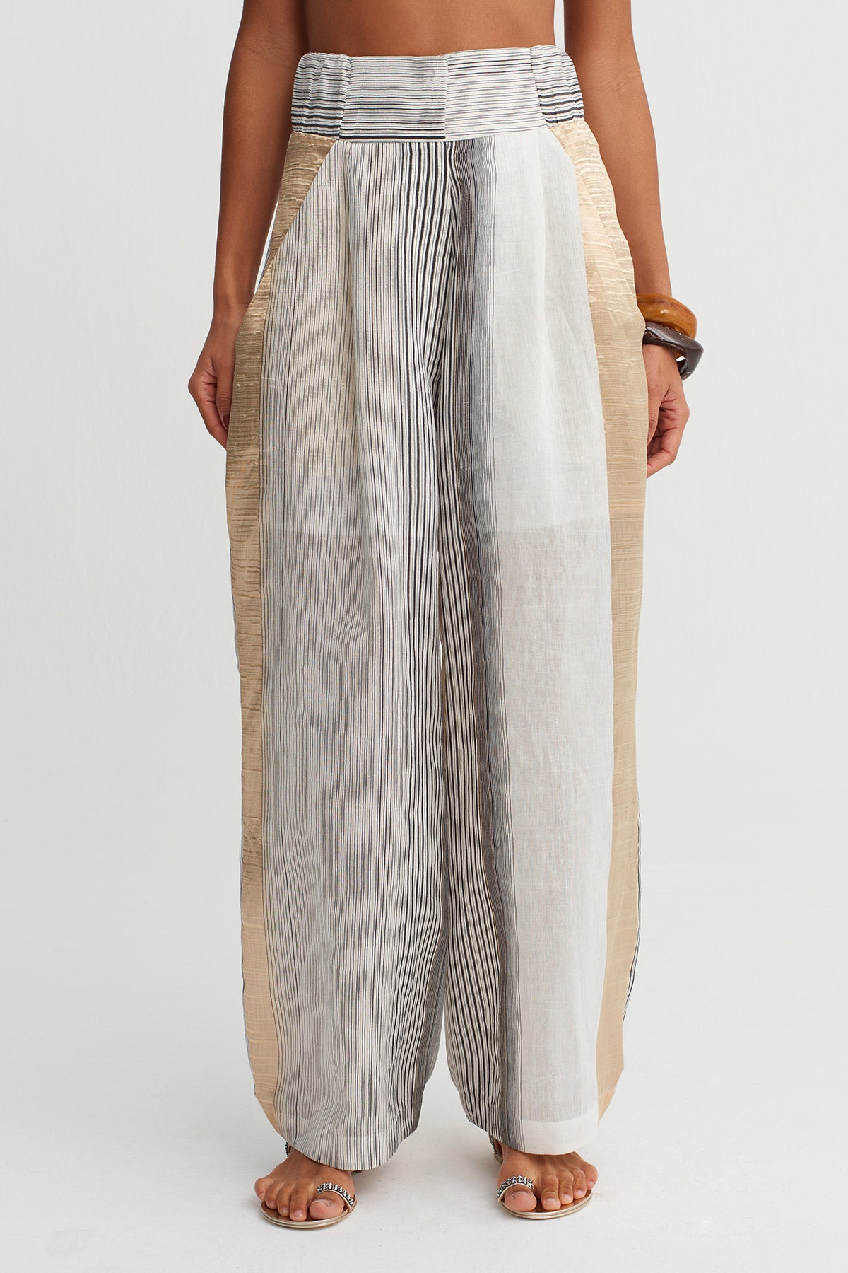 Striped Wide Leg Trousers-Y263013038