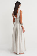 Mıst V-Neck Draped Maxi Dress-Y264014017