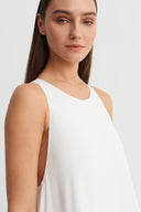 Off White Dress with Fabric Strip Appliqué Detail-Y264014034