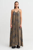 Brown/Grey Printed Strappy Maxi Jumpsuit-Y264014042