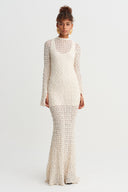 Nature Lace Textured Long Dress-Y264014050