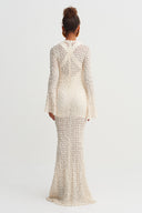 Nature Lace Textured Long Dress-Y264014050
