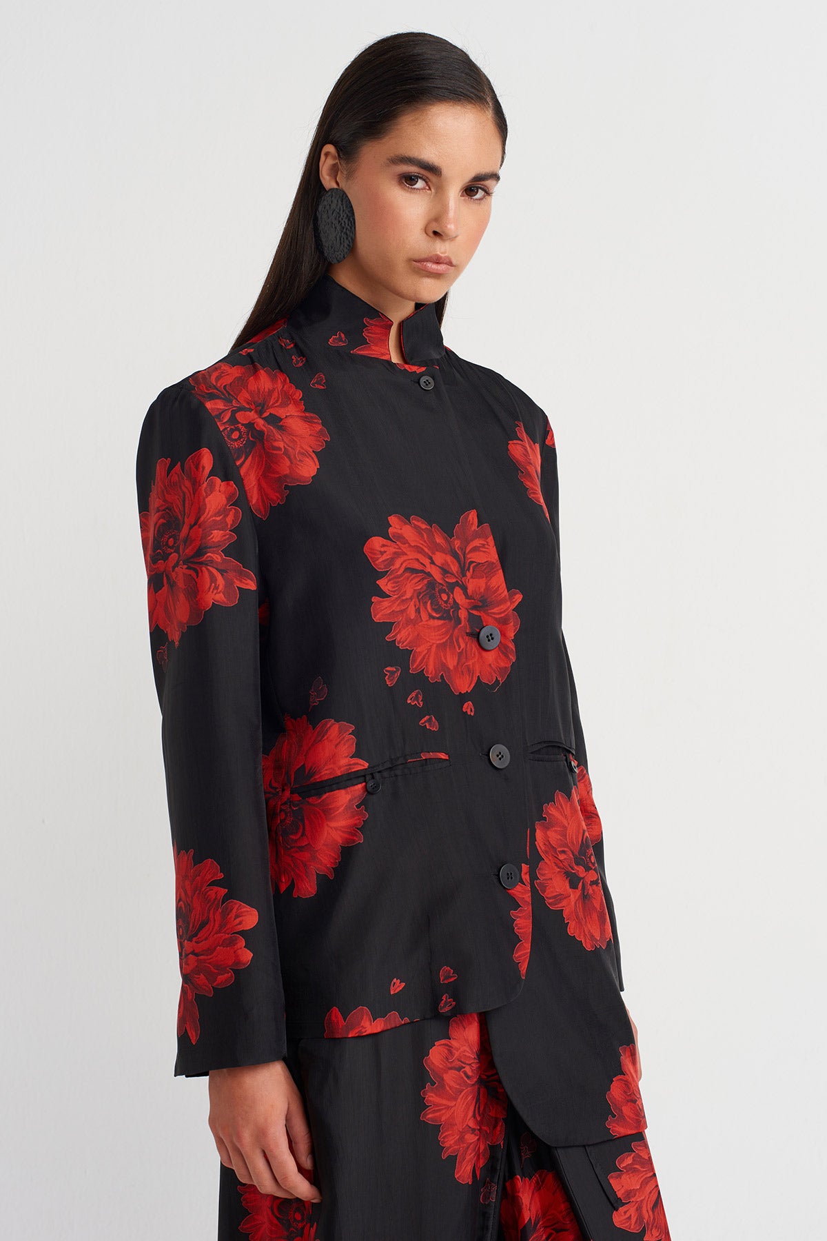 Asymmetric Floral Jacket-Y265015014