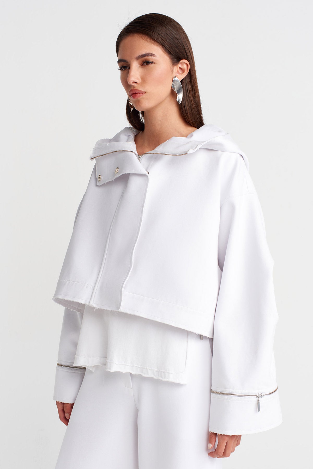 Off White Hooded Cropped Jacket-Y265015017