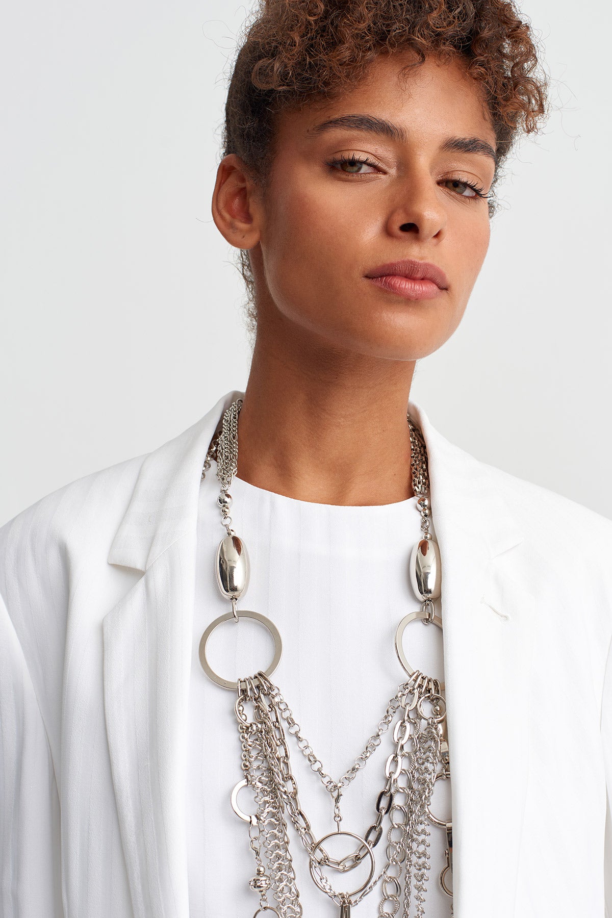 Off White Tone-on-Tone Textured Blazer Jacket-Y265015033