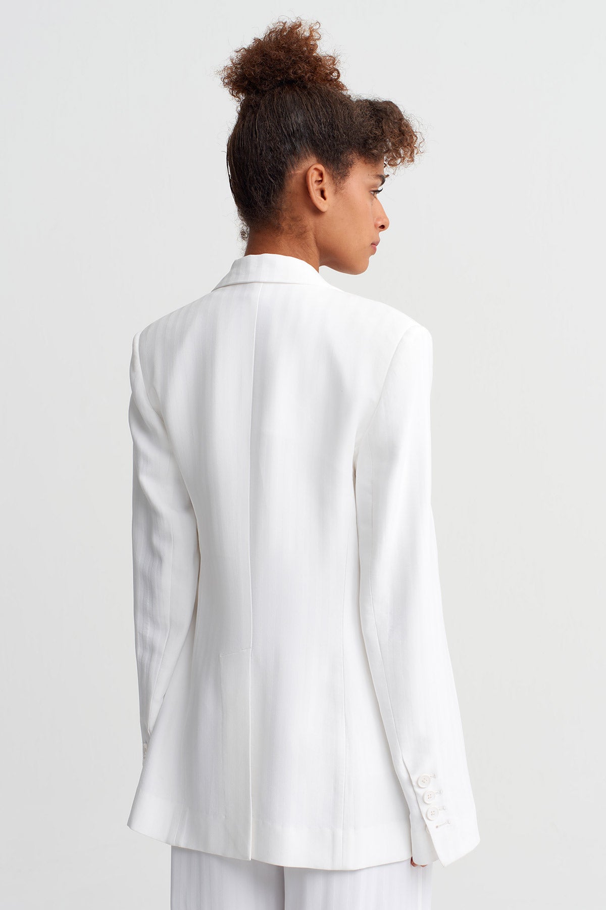 Off White Tone-on-Tone Textured Blazer Jacket-Y265015033