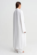 Off White Embroidered Long Kimono-Y265015034