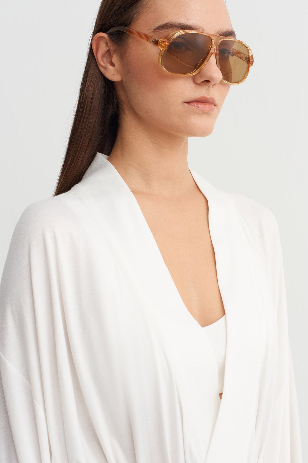 Off White Long Tie-Waist Kimono-Y265015039