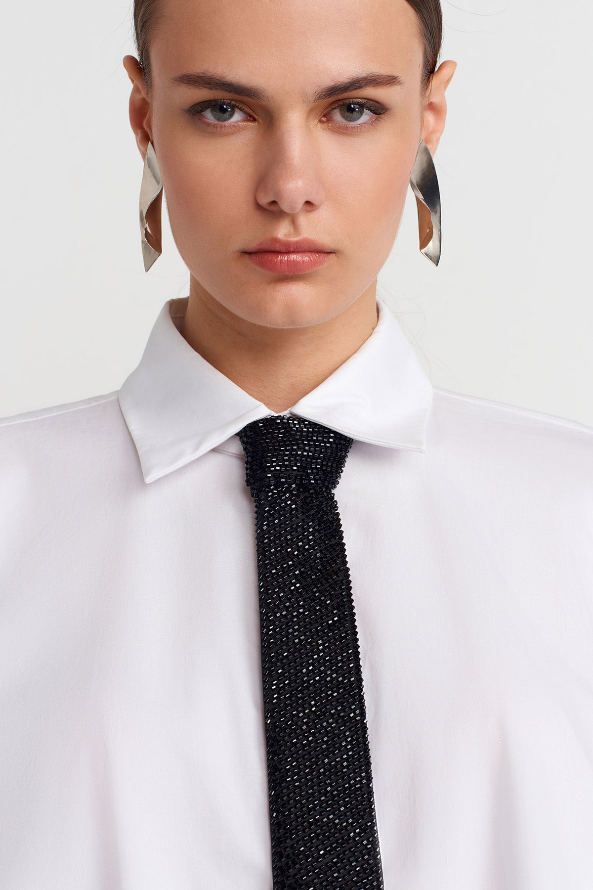 Black Crystal-Textured Tie-Y266016006