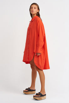  Orange Linen Long Shirt with Drop Slit-Y231011023