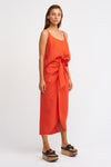 Orange Thin Strap Linen Blouse-Y231011024