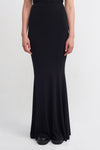 Black High Waist Fish Formed Jersey Skirt-Y232012012