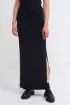 Black Slit Maxi Length Jersey Skirt-Y232012013