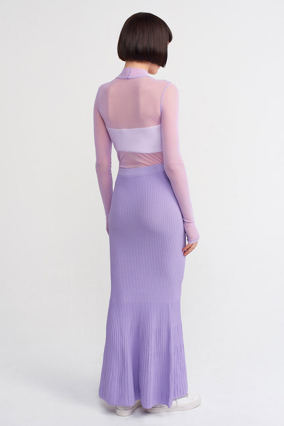 Lilac Midi Knitwear Skirt-Y232012026