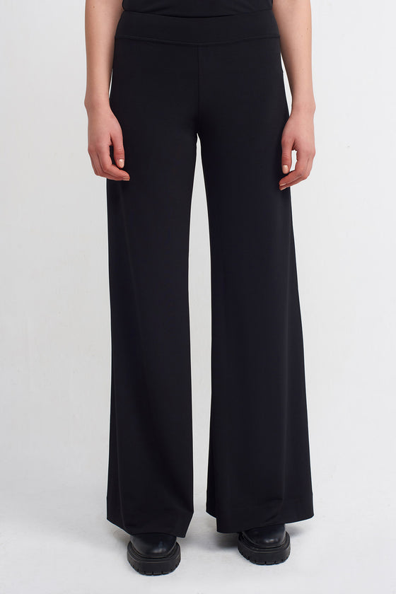 Black Low Waist Loose Jersey Trousers-Y233013048