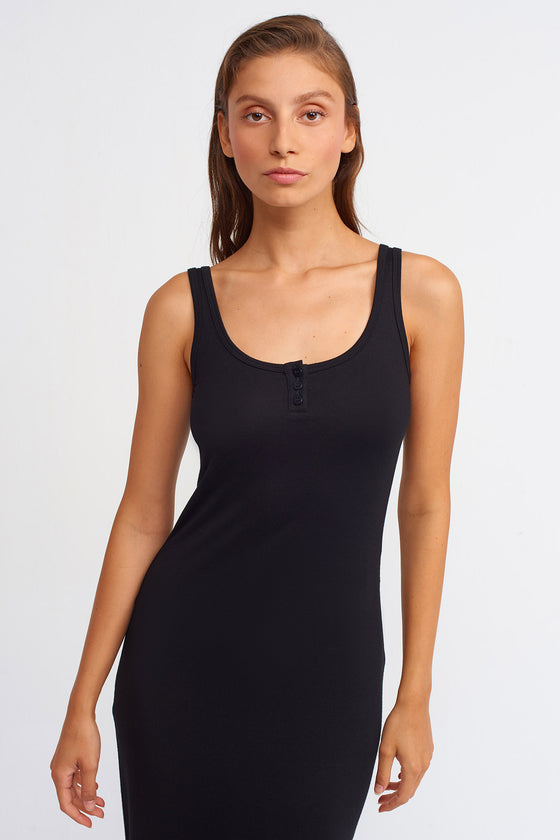 Black Slim Fit Long Dress-Y234014007