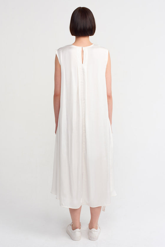 Off-White Double Fabric, Shrinkable Front Dress-Y234014016