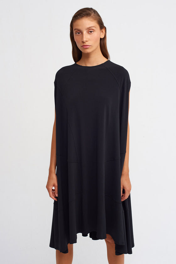 Black Pieced, Cape Dress-Y234014027