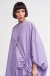 Lilac Elastic Embroidery Taffeta Dress-Y234014155