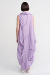 Lilac Stitching Detailed Linen Dress-Y234014157