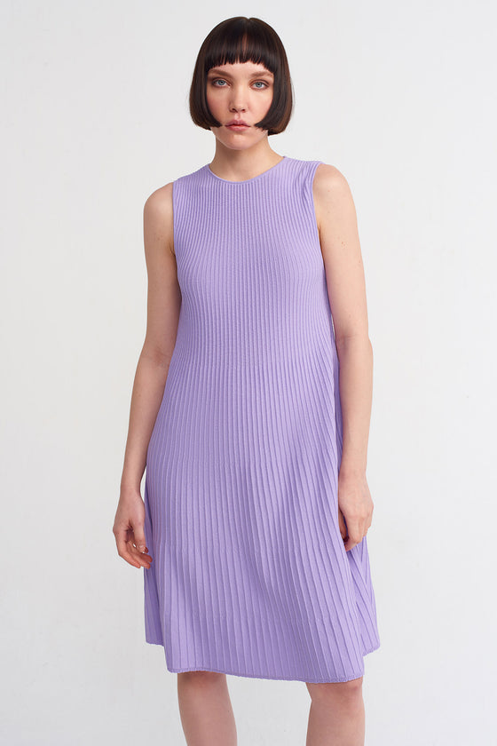 Lilac Sleeveless Knitwear Dress-Y234014158