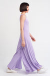 Lilac V Neck Midi Jersey Dress-Y234014159