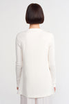 Off-White Satin Cardigan with Ribbed Sleeves-Y235015005