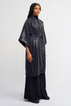 Black / Black Sequin Embroidered Kimono-Y235015044