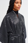 Black / Black Sequin Embroidered Kimono-Y235015044