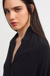 Black V Cut Buttoned Jersey Cardigan-Y235015061